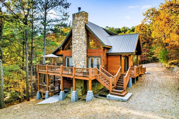 New! Creekside Cabin w/ Spa + Views, Sleeps 12!